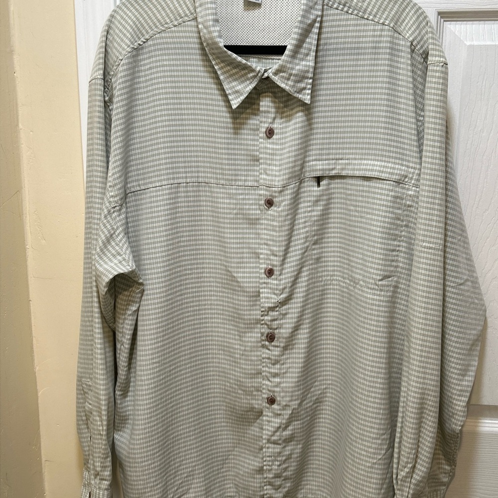 White Sierra Men’s Long Sleeve Button Green Cream Check Size XXL